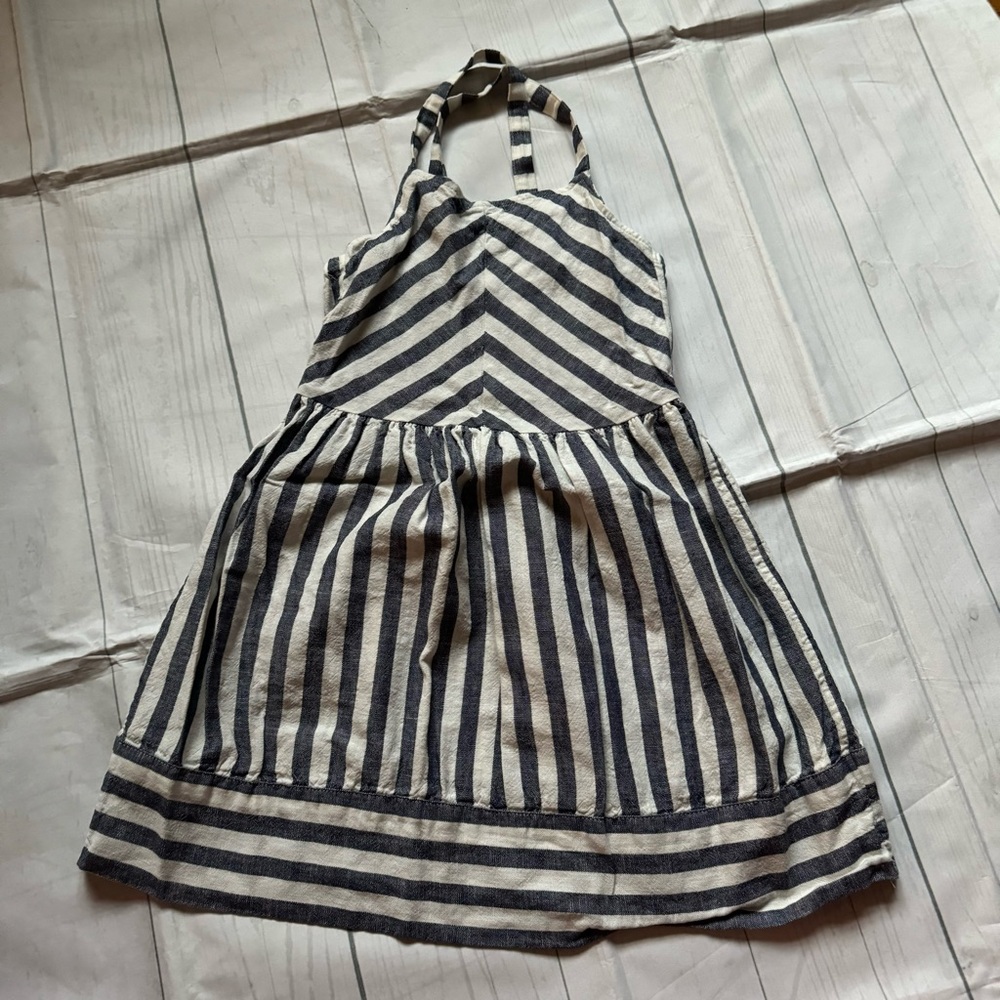 Carter’s Size 7 White and Blue Striped Summer Dress with Adjustable Straps